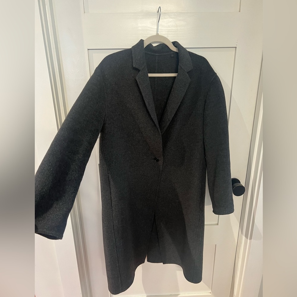 Uniqlo Double Face Long Coat - dark gray (size S)